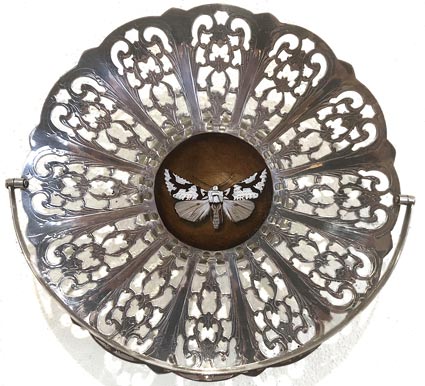 Lee Ann Dixon oil on silver plate, moth